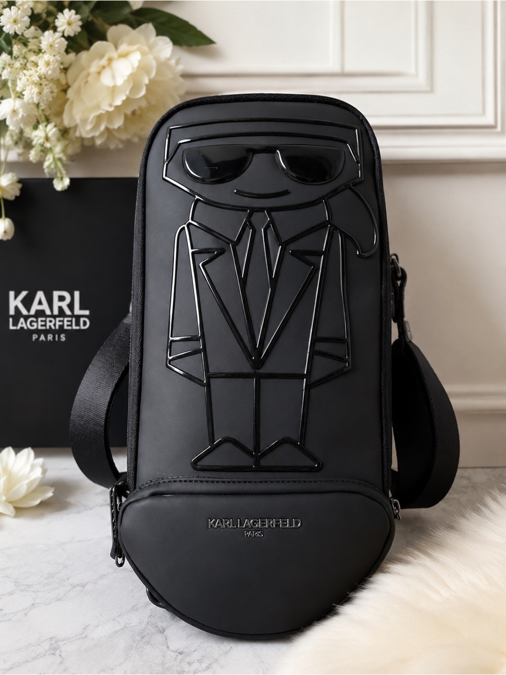 Karl Lagerfeld Paris Black Ikonik Crossbody Bag
